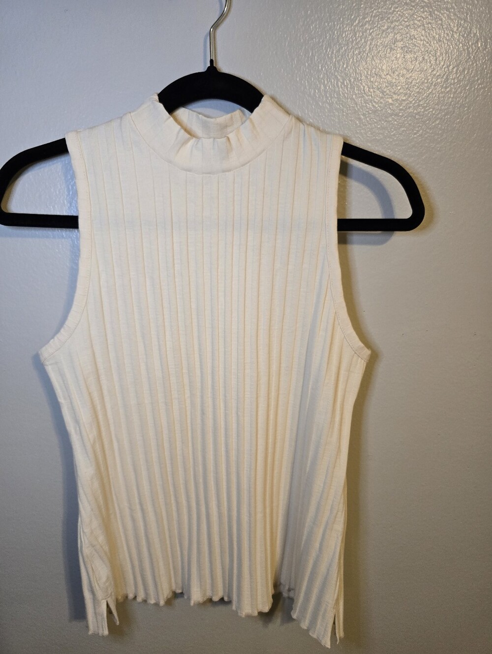 a new day Cream Ribbed Mock-Neck Tank
